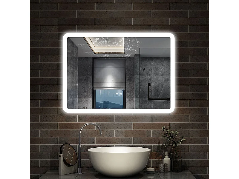 80 x 60 cm,AICA Specchio da Bagno LED con Luce, 3 Colori Regolabili,Blue tooth,memoria, antiappannamento,CRI>90,autospegnimento