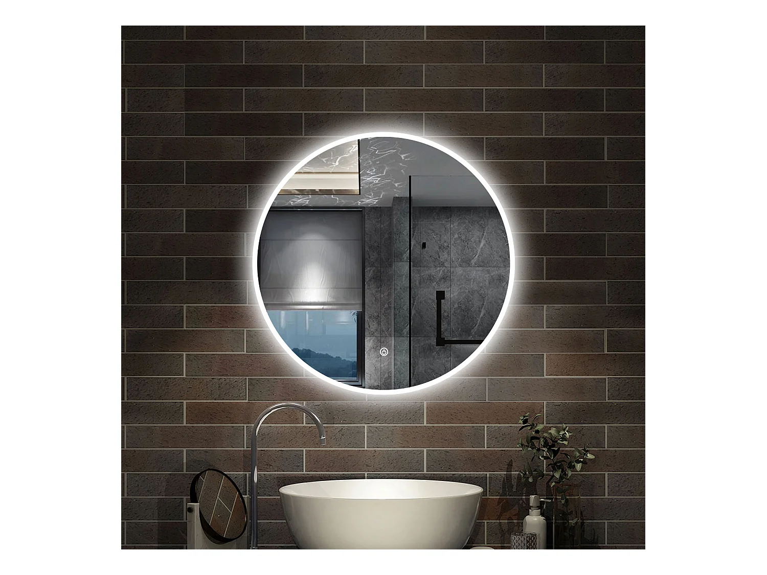 90 x 90 cm,AICA Specchio da Bagno LED con Luce, 3 Colori Regolabili,memoria, antiappannamento,CRI>90,autospegnimento