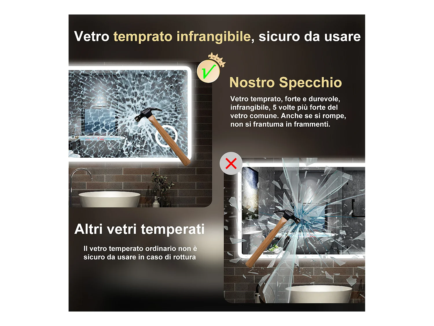 120 x 70 cm,AICA Specchio da Bagno LED con Luce, 3 Colori Regolabili,Blue tooth, Ingrandimento,memoria, antiappannamento,CRI>90,autospegnimento