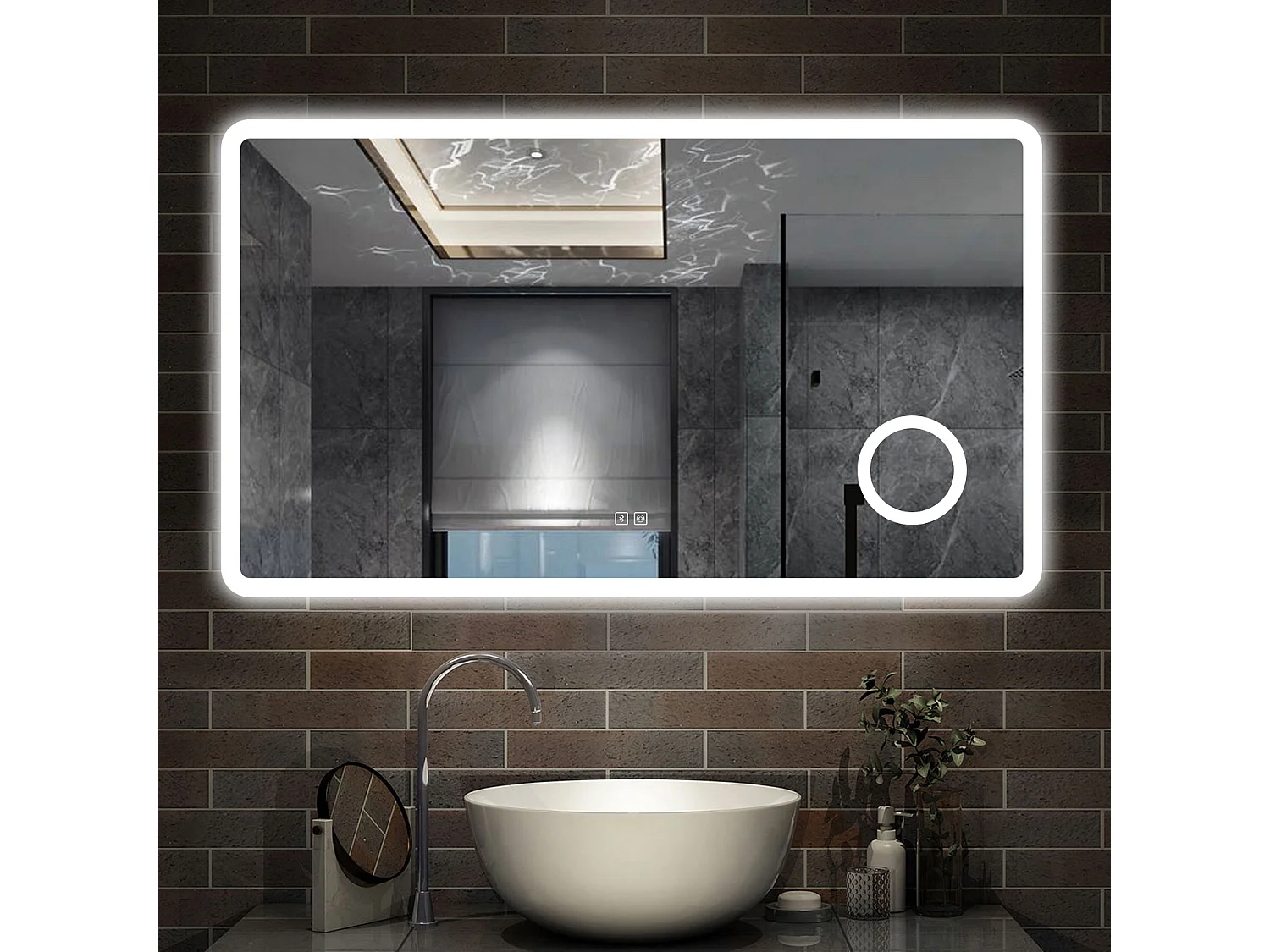 120 x 70 cm,AICA Specchio da Bagno LED con Luce, 3 Colori Regolabili,Blue tooth, Ingrandimento,memoria, antiappannamento,CRI>90,autospegnimento