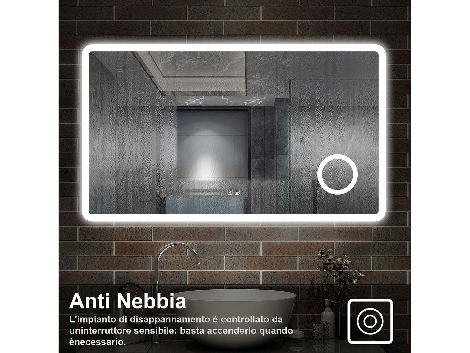 120 x 70 cm,AICA Specchio da Bagno LED con Luce, 3 Colori Regolabili,Blue tooth, Ingrandimento,memoria, antiappannamento,CRI>90,autospegnimento