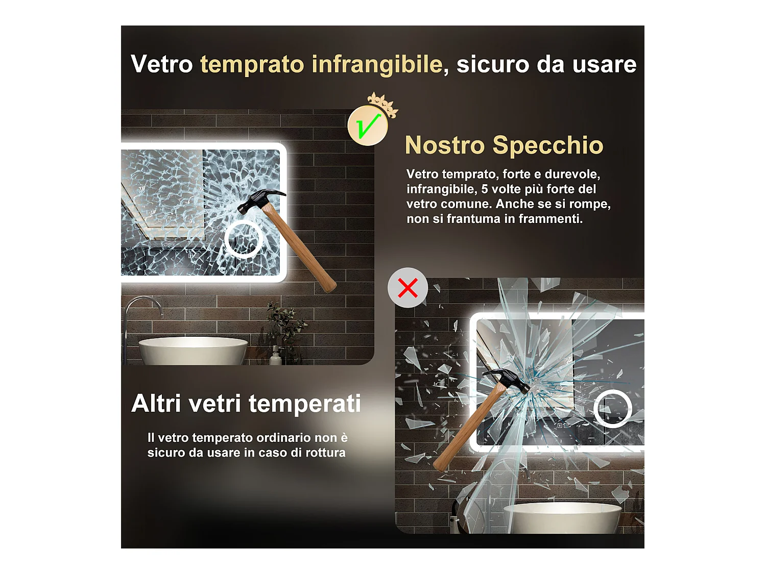 80 x 60 cm,AICA Specchio da Bagno LED con Luce, 3 Colori Regolabili,Blue tooth, Ingrandimento,memoria, antiappannamento,CRI>90,autospegnimento