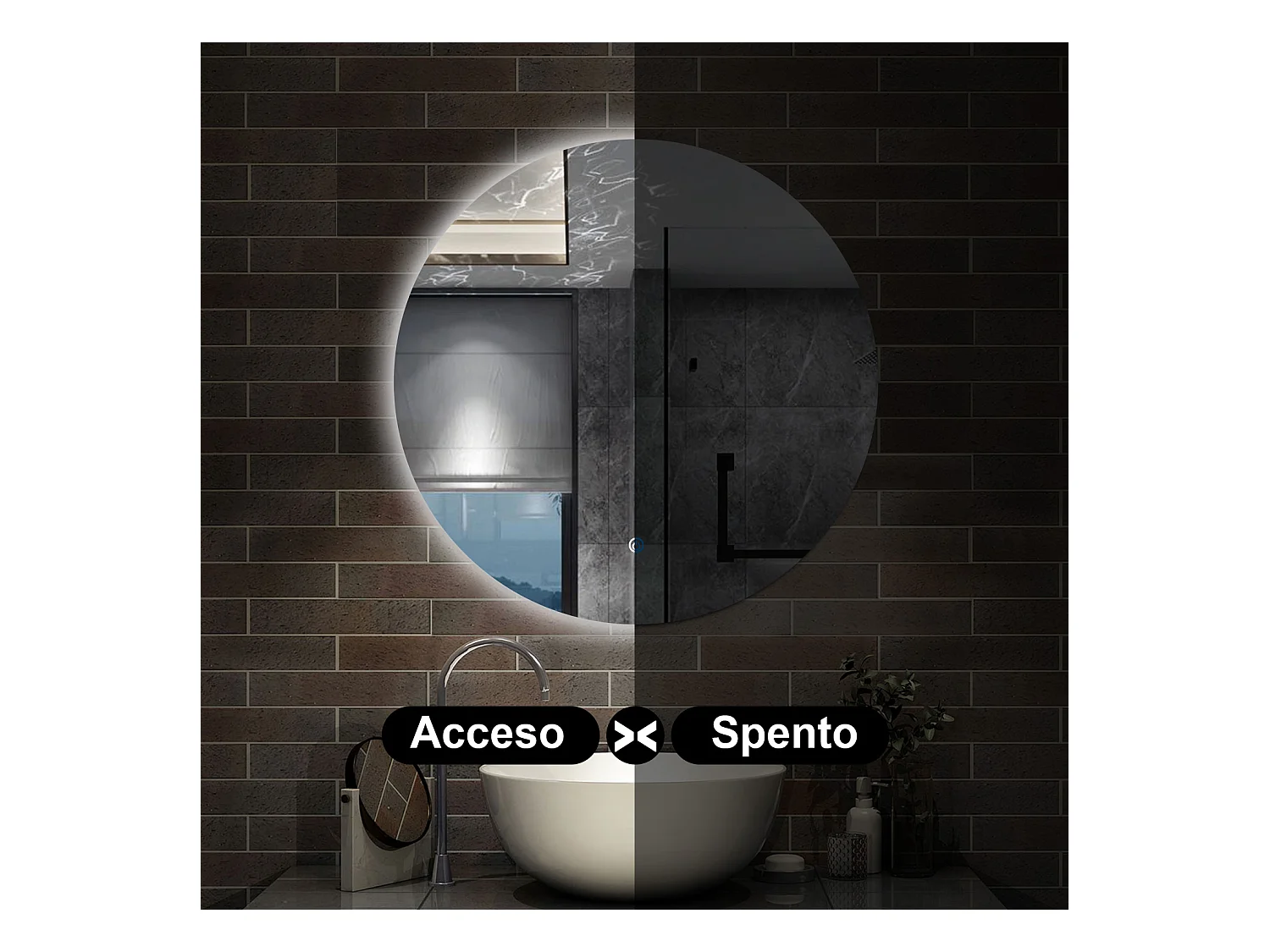 90 x 90 cm,AICA Specchio da Bagno LED con Luce, memoria, antiappannamento,CRI>90,autospegnimento,interruttore touch