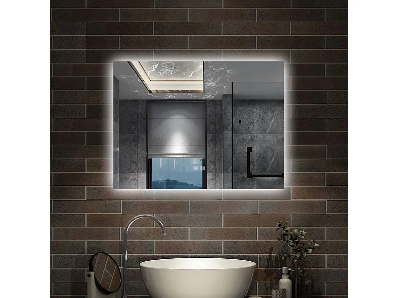 100 x 60 cm,AICA Specchio da Bagno LED con Luce, 3 Colori Regolabili,memoria, antiappannamento,CRI>90,autospegnimento