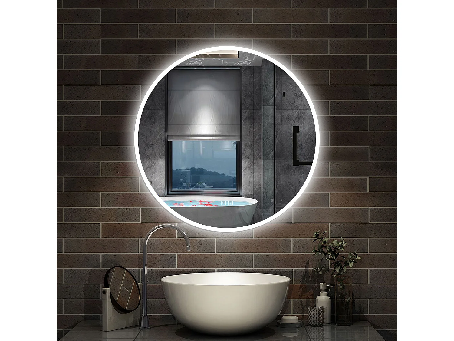 80 x 80 cm,AICA Specchio da Bagno LED con Luce, 3 Colori Regolabili,Blue tooth,memoria, antiappannamento,CRI>90,autospegnimento
