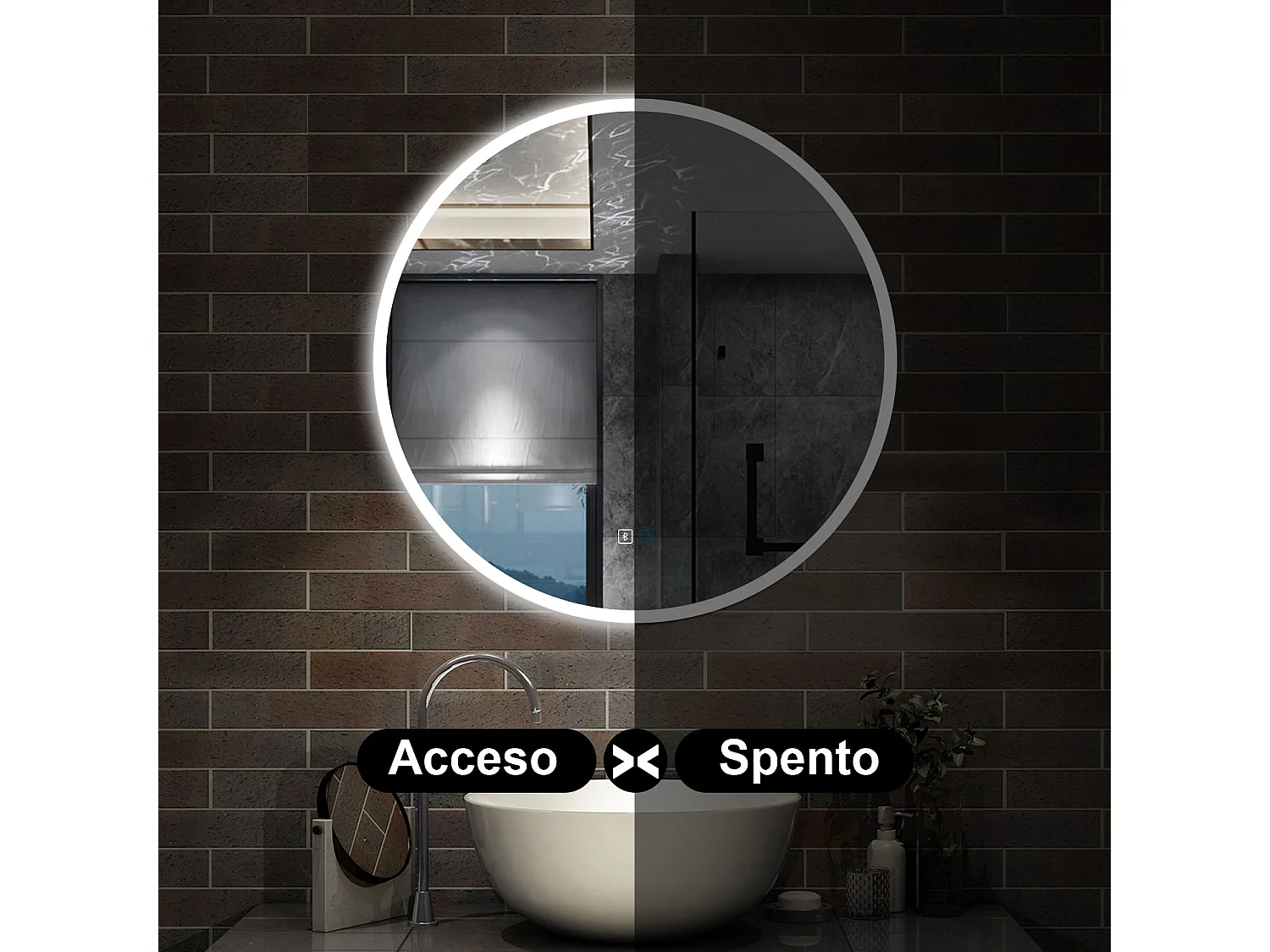 80 x 80 cm,AICA Specchio da Bagno LED con Luce, 3 Colori Regolabili,Blue tooth,memoria, antiappannamento,CRI>90,autospegnimento