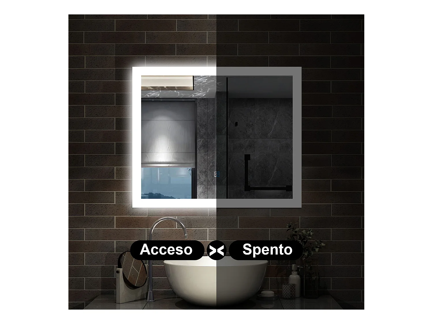 100 x 60 cm,AICA Specchio da Bagno LED con Luce, memoria, antiappannamento,CRI>90,autospegnimento,interruttore touch
