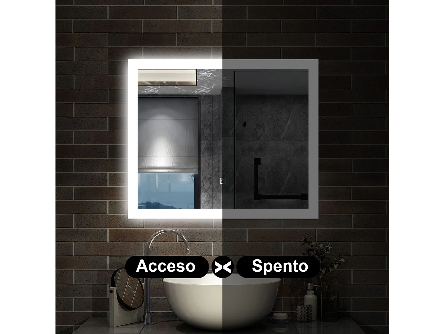 100 x 60 cm,AICA Specchio da Bagno LED con Luce, memoria, antiappannamento,CRI>90,autospegnimento,interruttore touch