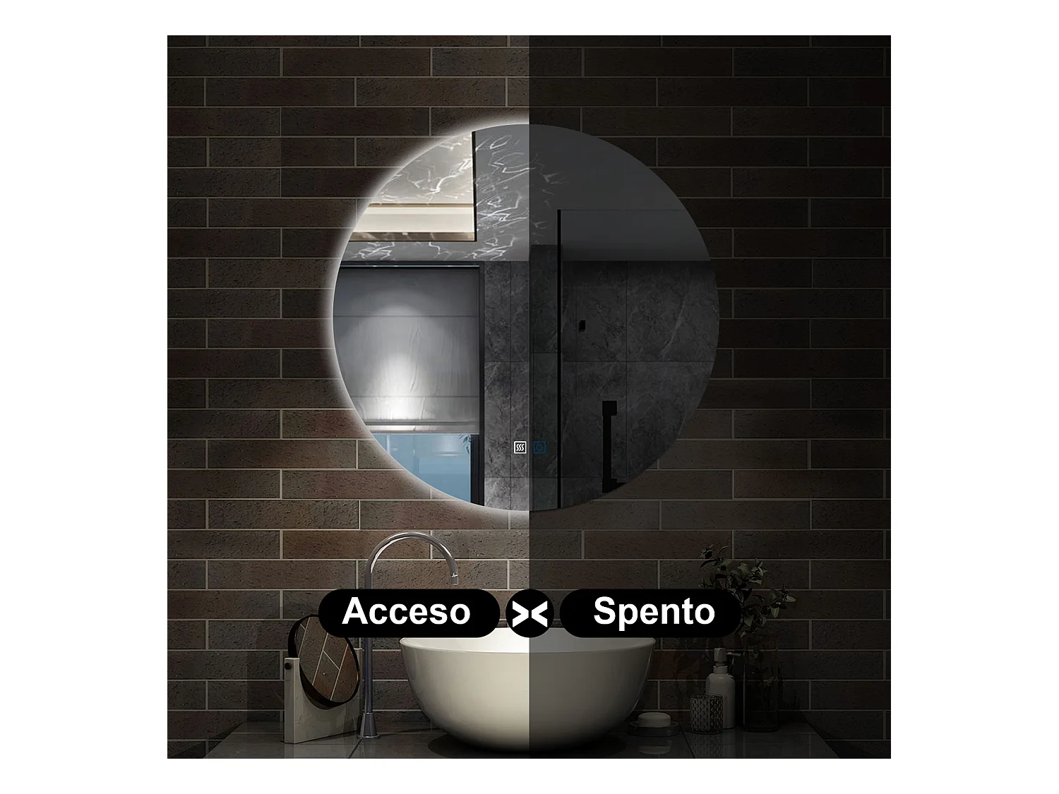 60 x 60 cm,AICA Specchio da Bagno LED con Luce, 3 Colori Regolabili,memoria, antiappannamento,CRI>90,autospegnimento