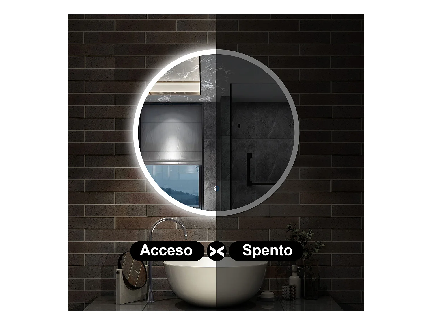 60 x 60 cm,AICA Specchio da Bagno LED con Luce, memoria, antiappannamento,CRI>90,autospegnimento,interruttore touch
