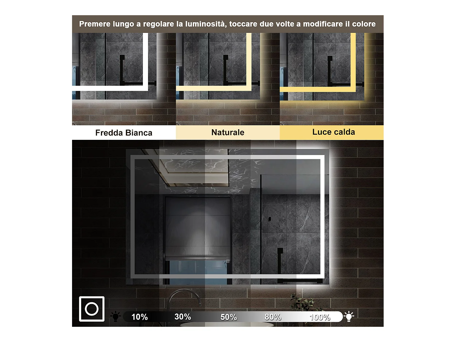 150 x 80 cm,AICA Specchio da Bagno LED con Luce, 3 Colori Regolabili,memoria, antiappannamento,CRI>90,autospegnimento