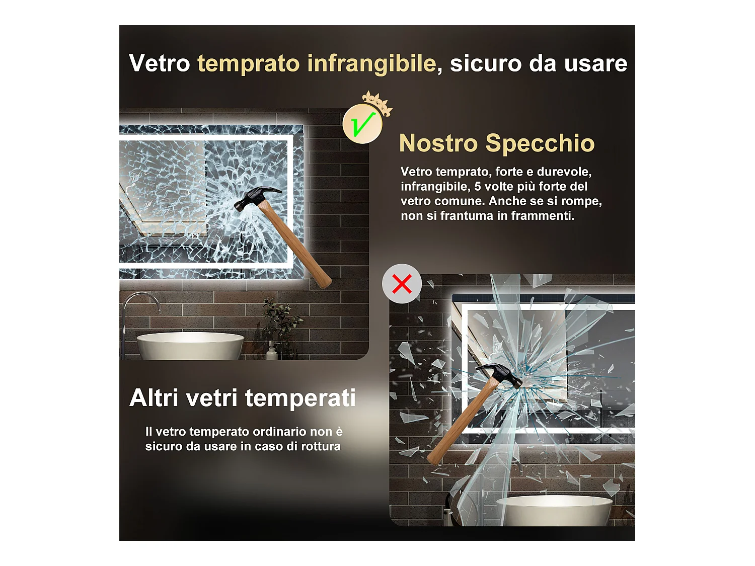 150 x 80 cm,AICA Specchio da Bagno LED con Luce, 3 Colori Regolabili,memoria, antiappannamento,CRI>90,autospegnimento