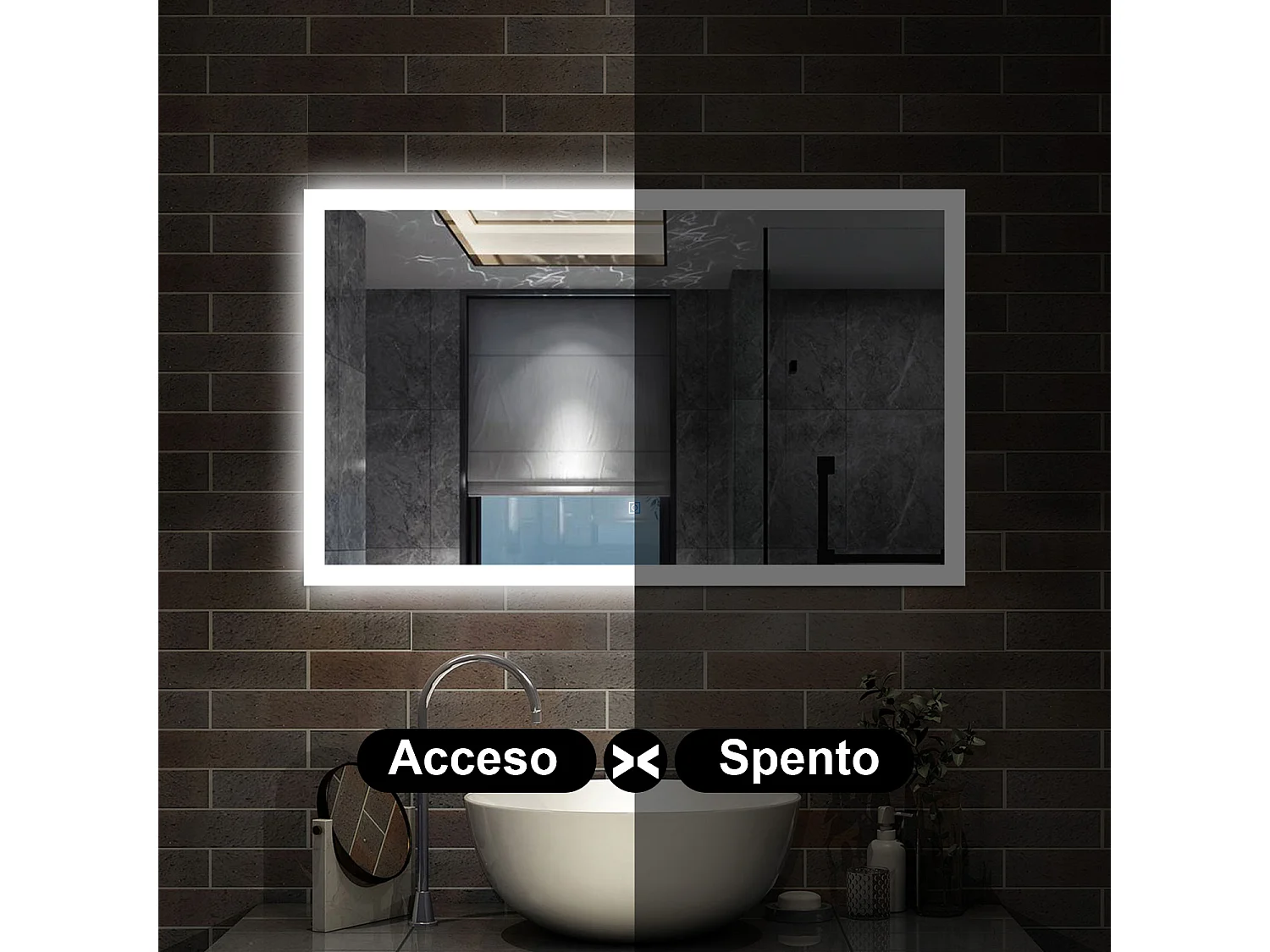 100 x 60 cm,AICA Specchio da Bagno LED con Luce, 3 Colori Regolabili,memoria, antiappannamento,CRI>90,autospegnimento