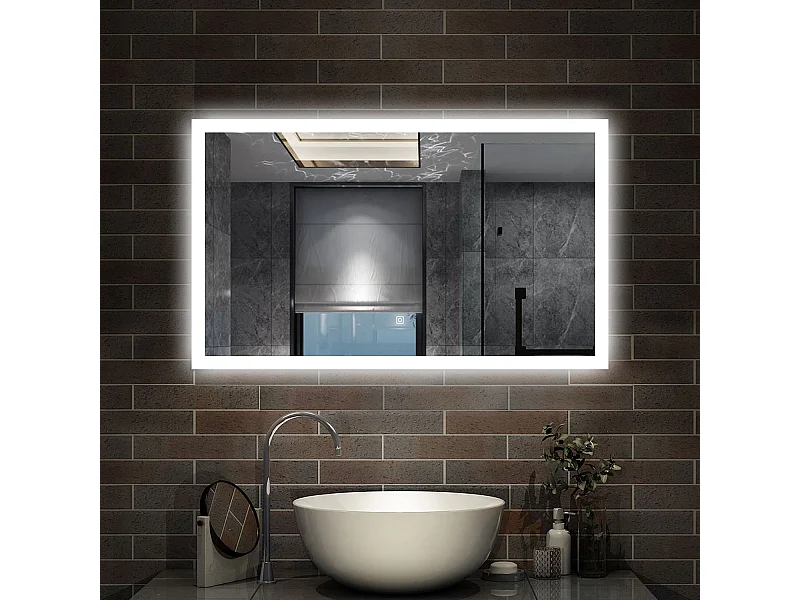100 x 60 cm,AICA Specchio da Bagno LED con Luce, 3 Colori Regolabili,memoria, antiappannamento,CRI>90,autospegnimento