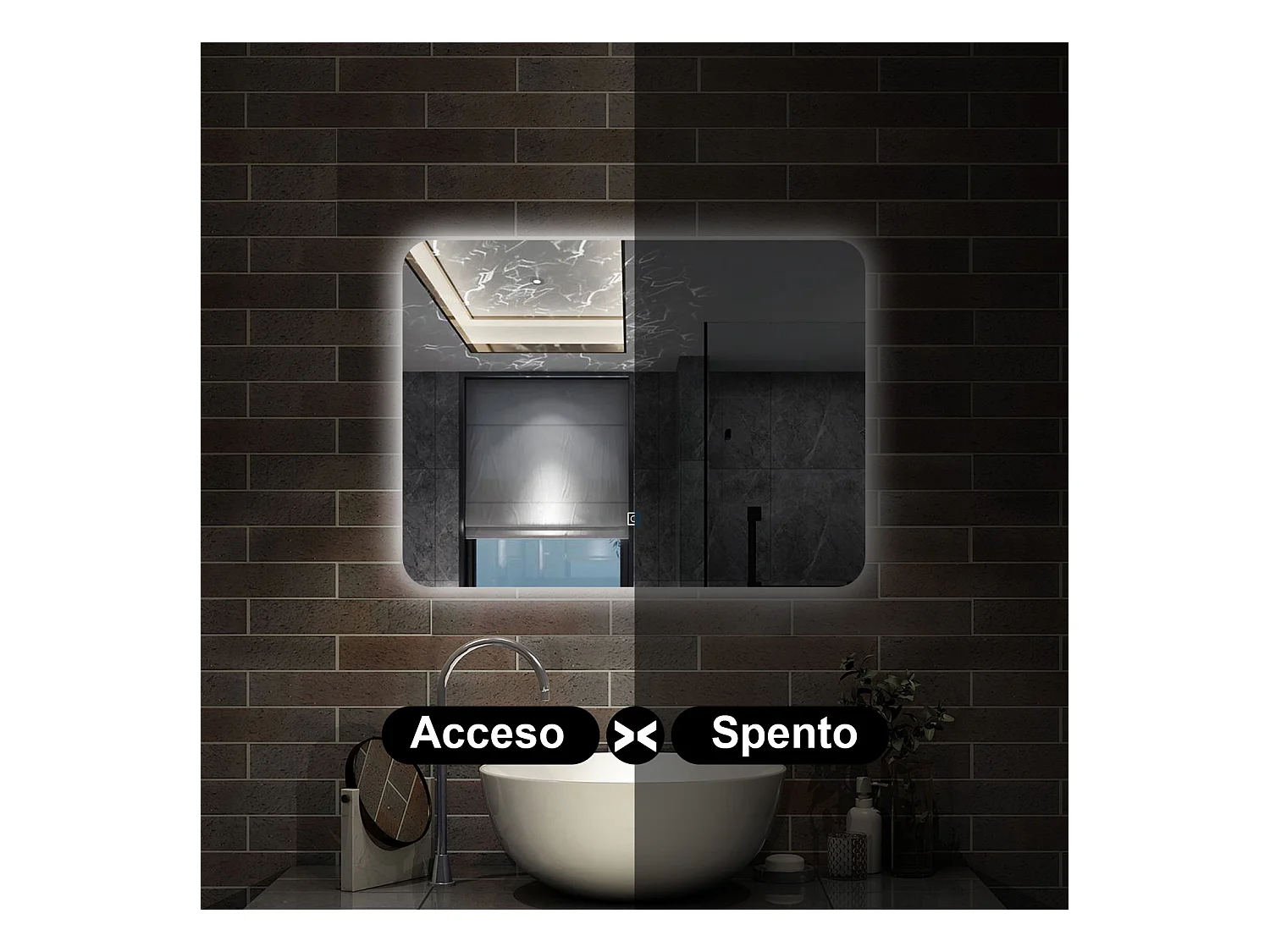 70 x 50 cm,AICA Specchio da Bagno LED con Luce,Regolabili,memoria,CRI>90,autospegnimento,interruttore touch