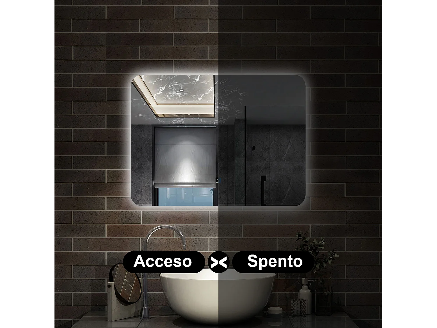 70 x 50 cm,AICA Specchio da Bagno LED con Luce,Regolabili,memoria,CRI>90,autospegnimento,interruttore touch