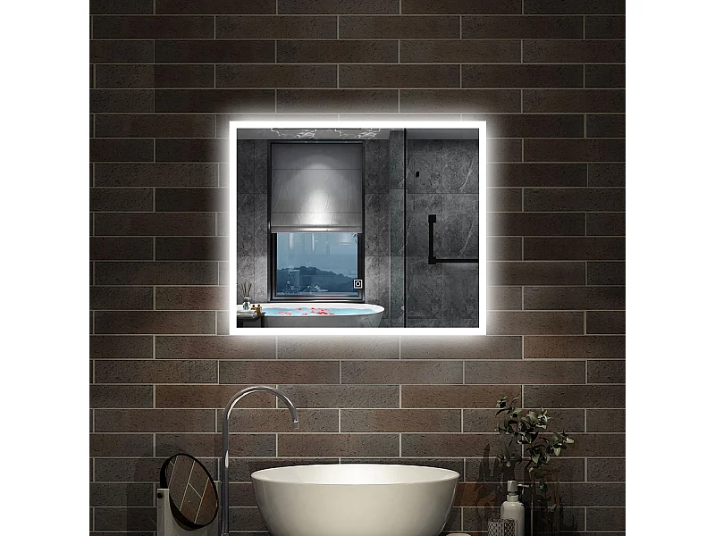 60 x 50 cm,AICA Specchio da Bagno LED con Luce, 3 Colori Regolabili,memoria, antiappannamento,CRI>90,autospegnimento