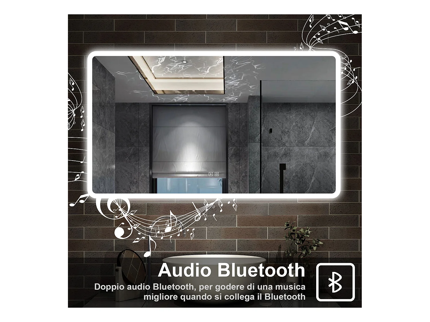 120 x 70 cm,AICA Specchio da Bagno LED con Luce, 3 Colori Regolabili,Blue tooth,memoria, antiappannamento,CRI>90,autospegnimento