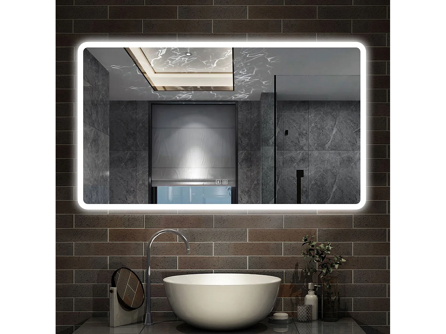 120 x 70 cm,AICA Specchio da Bagno LED con Luce, 3 Colori Regolabili,Blue tooth,memoria, antiappannamento,CRI>90,autospegnimento