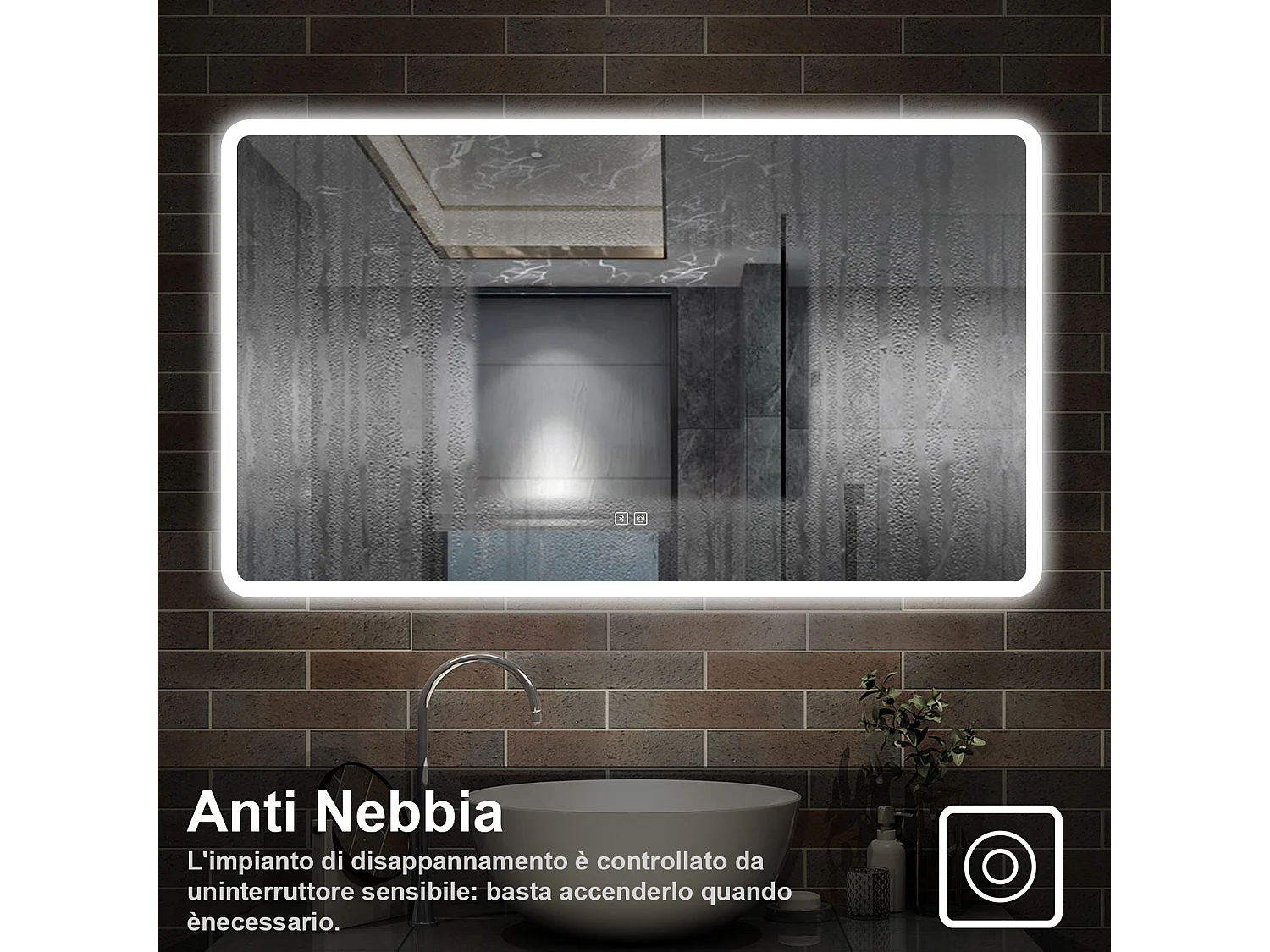 120 x 70 cm,AICA Specchio da Bagno LED con Luce, 3 Colori Regolabili,Blue tooth,memoria, antiappannamento,CRI>90,autospegnimento