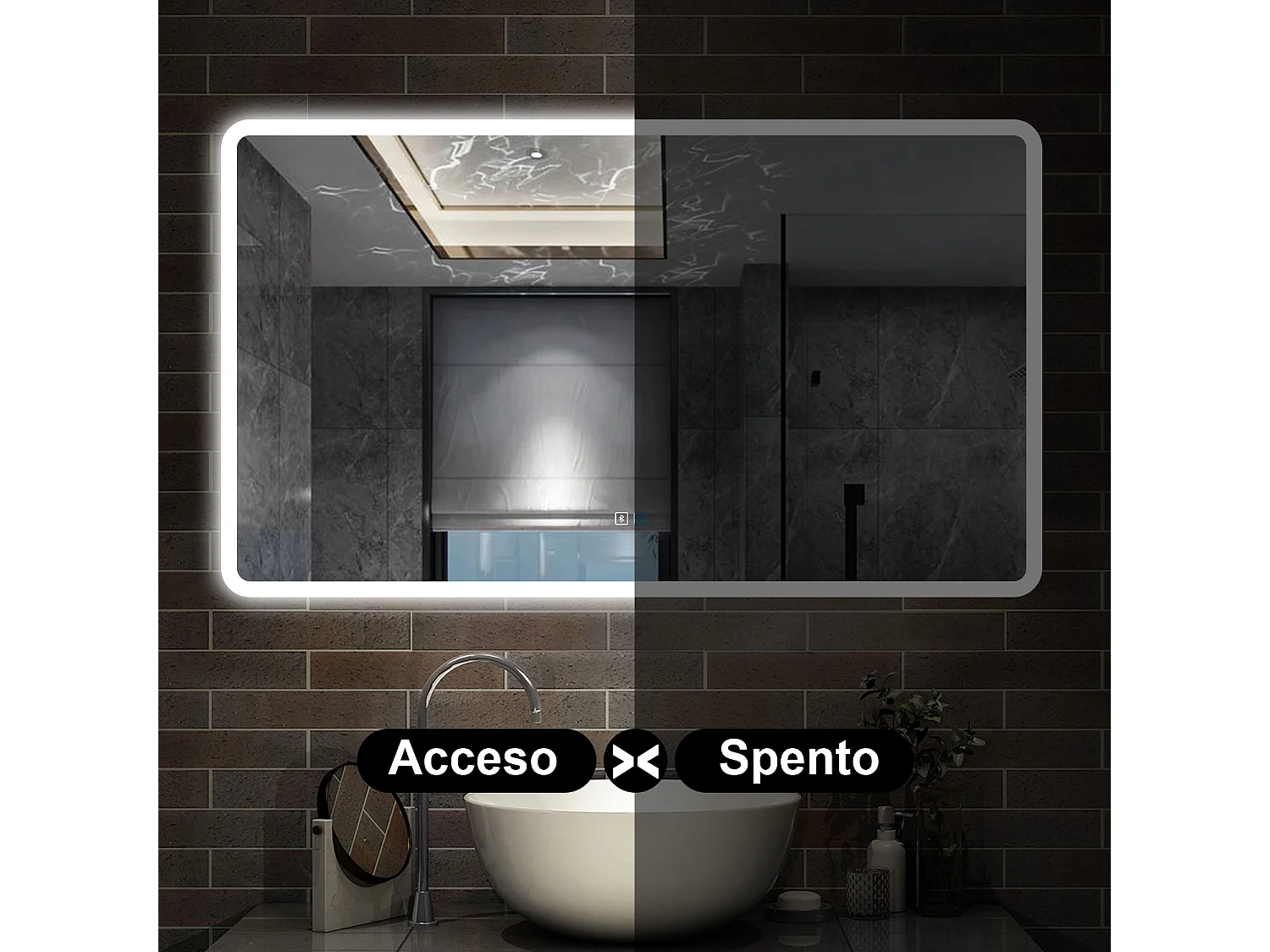 120 x 70 cm,AICA Specchio da Bagno LED con Luce, 3 Colori Regolabili,Blue tooth,memoria, antiappannamento,CRI>90,autospegnimento