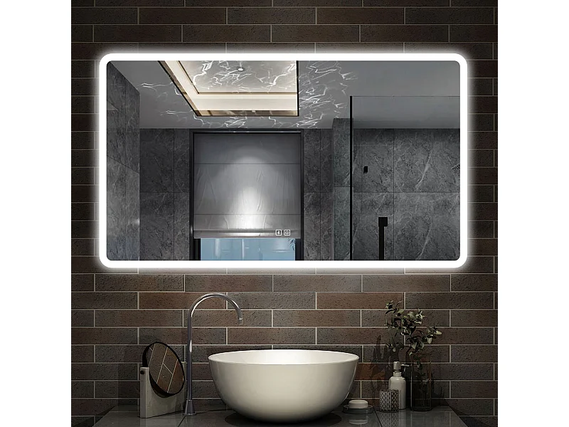 120 x 70 cm,AICA Specchio da Bagno LED con Luce, 3 Colori Regolabili,Blue tooth,memoria, antiappannamento,CRI>90,autospegnimento