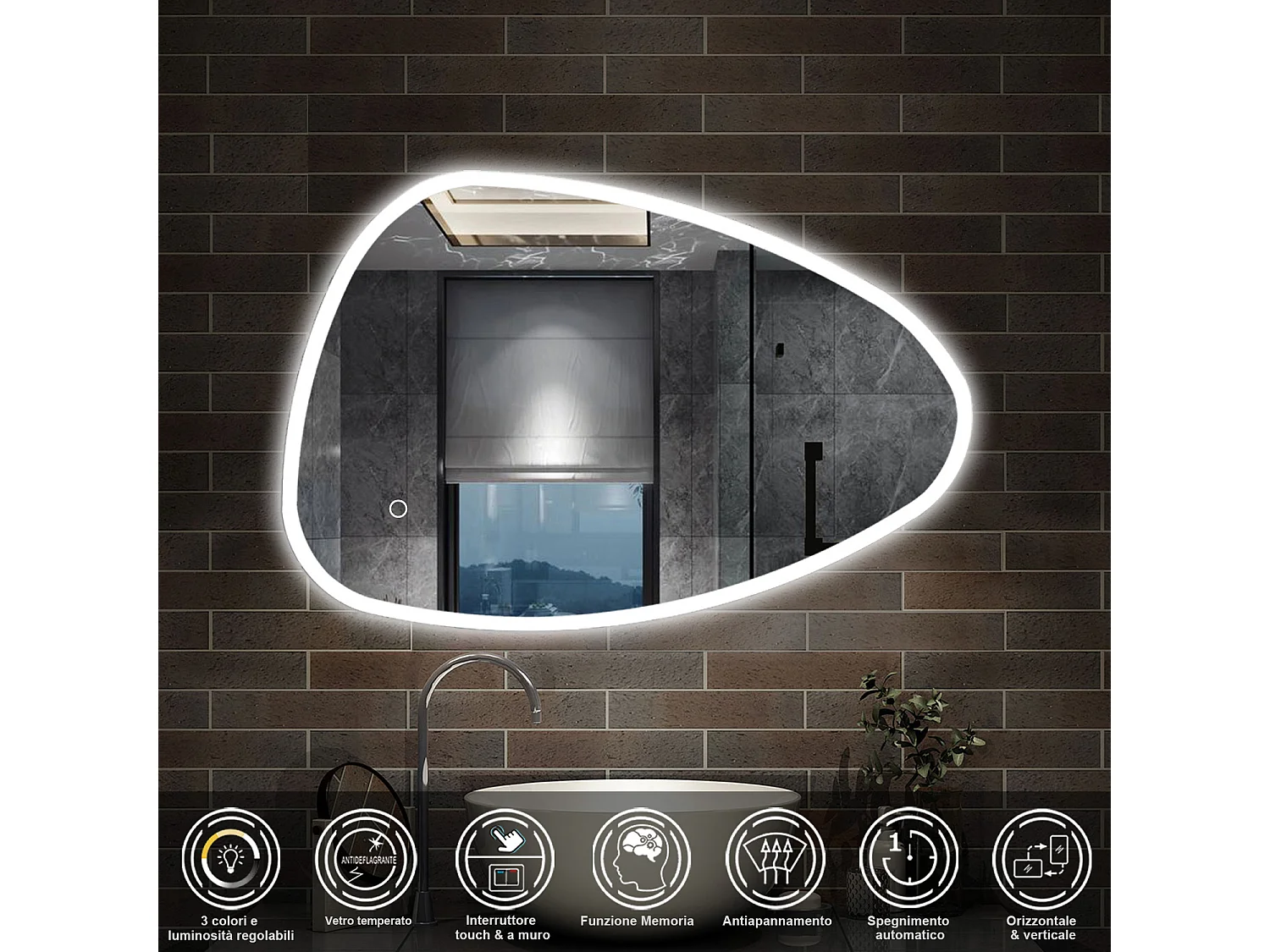 120 x 80 cm,AICA Specchio da Bagno LED con Luce, 3 Colori Regolabili,memoria, antiappannamento,CRI>90,autospegnimento