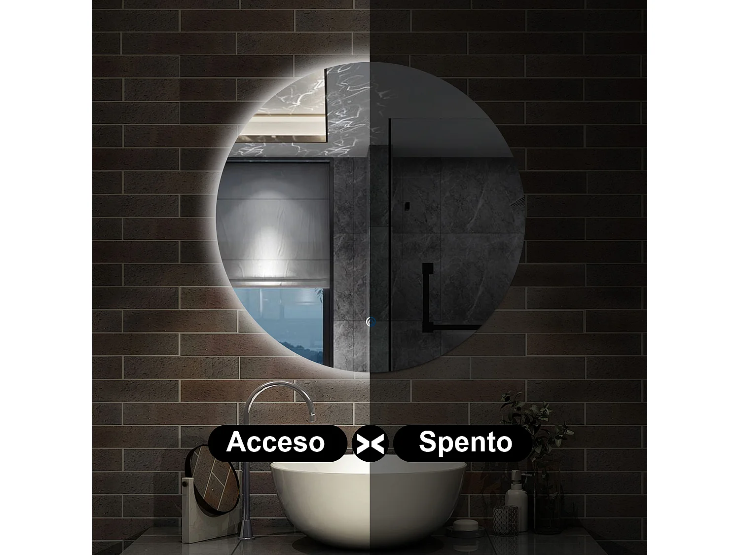 80 x 80 cm,AICA Specchio da Bagno LED con Luce, memoria, antiappannamento,CRI>90,autospegnimento,interruttore touch
