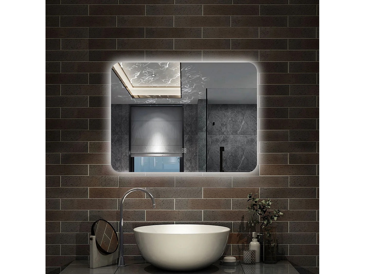 100 x 60 cm,AICA Specchio da Bagno LED con Luce,Regolabili,memoria,CRI>90,autospegnimento,interruttore touch