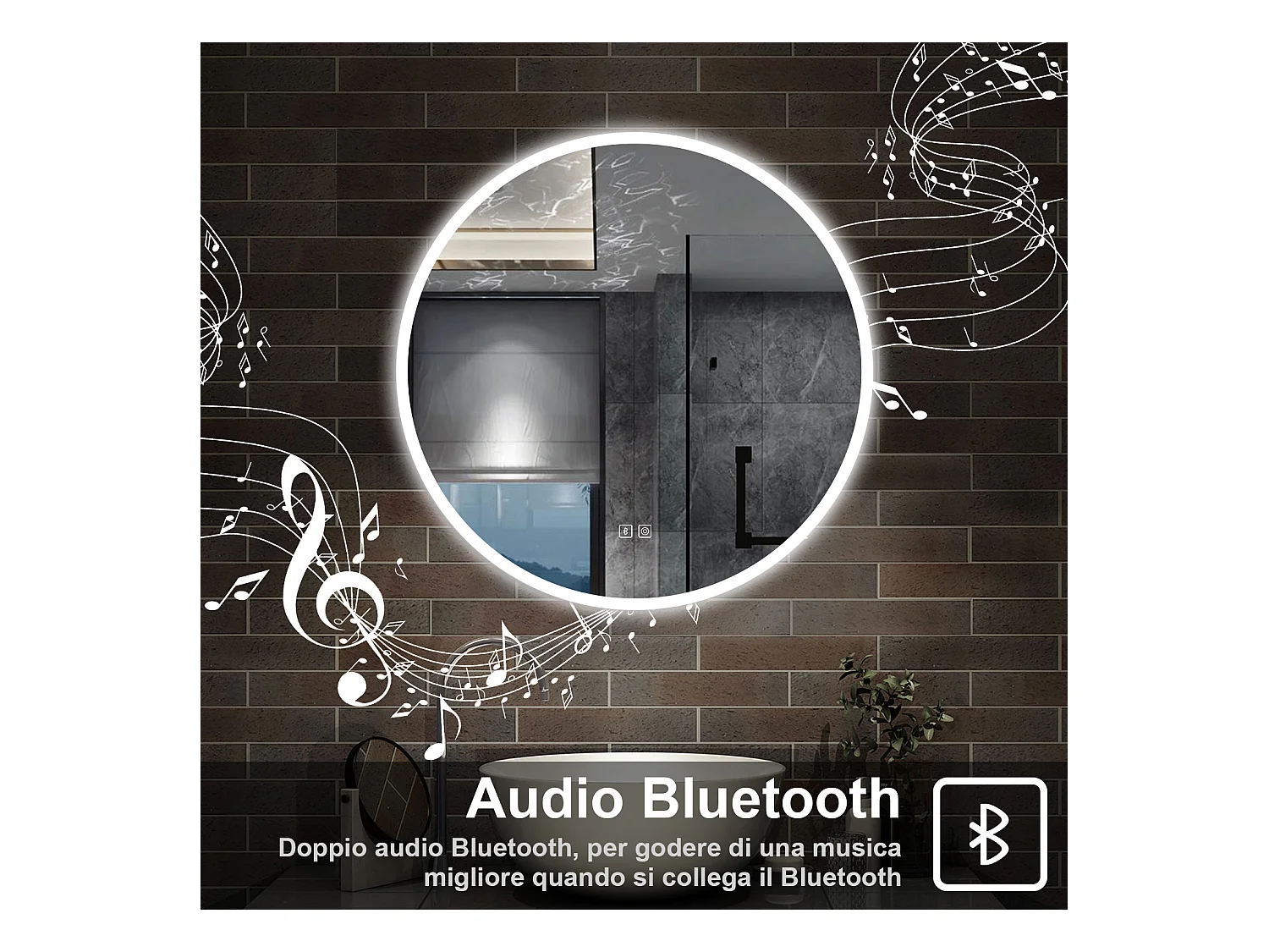 70 x 70 cm,AICA Specchio da Bagno LED con Luce, 3 Colori Regolabili,Blue tooth,memoria, antiappannamento,CRI>90,autospegnimento