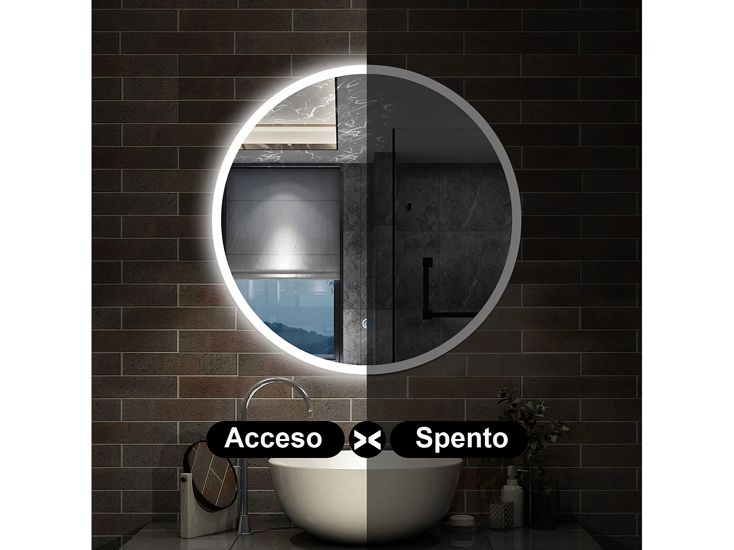 70 x 70 cm,AICA Specchio da Bagno LED con Luce, memoria, antiappannamento,CRI>90,autospegnimento,interruttore touch