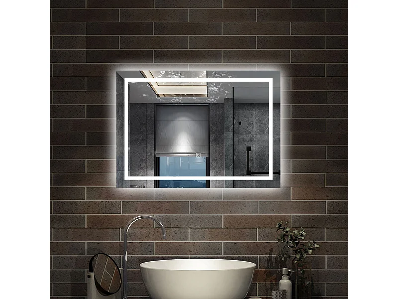 70 x 50 cm,AICA Specchio da Bagno LED con Luce, 3 Colori Regolabili,memoria, antiappannamento,CRI>90,autospegnimento
