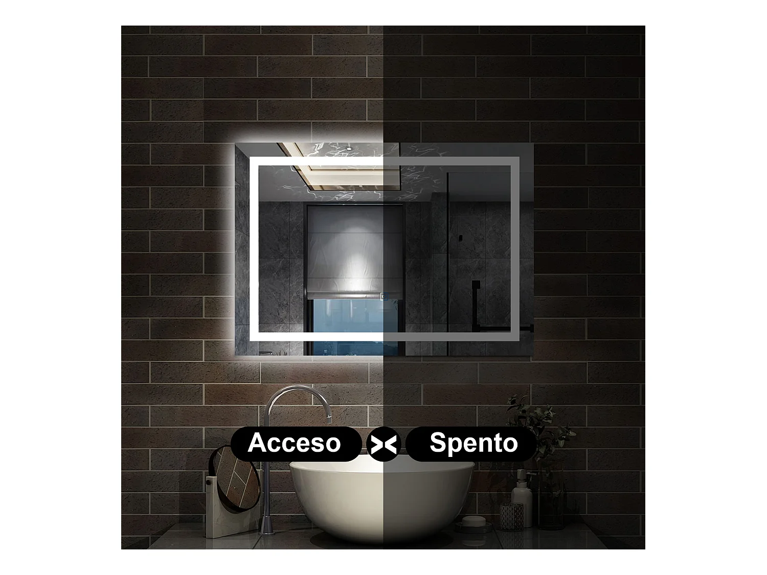70 x 50 cm,AICA Specchio da Bagno LED con Luce, 3 Colori Regolabili,memoria, antiappannamento,CRI>90,autospegnimento