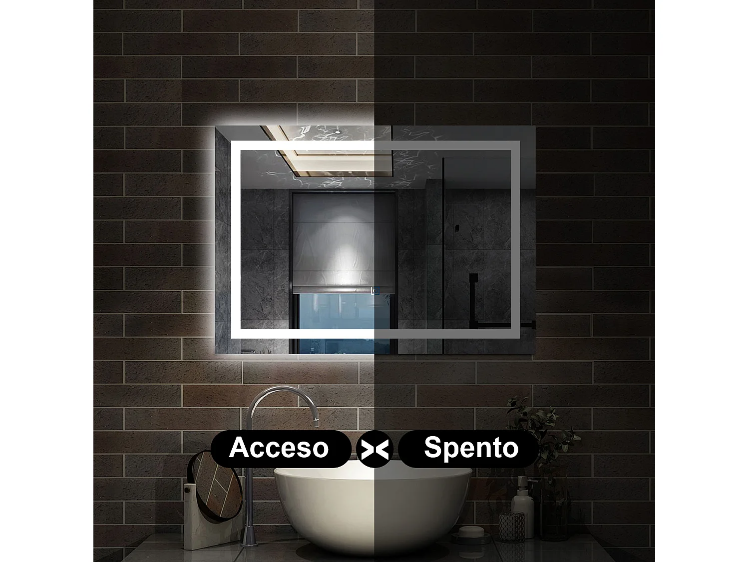 70 x 50 cm,AICA Specchio da Bagno LED con Luce, 3 Colori Regolabili,memoria, antiappannamento,CRI>90,autospegnimento