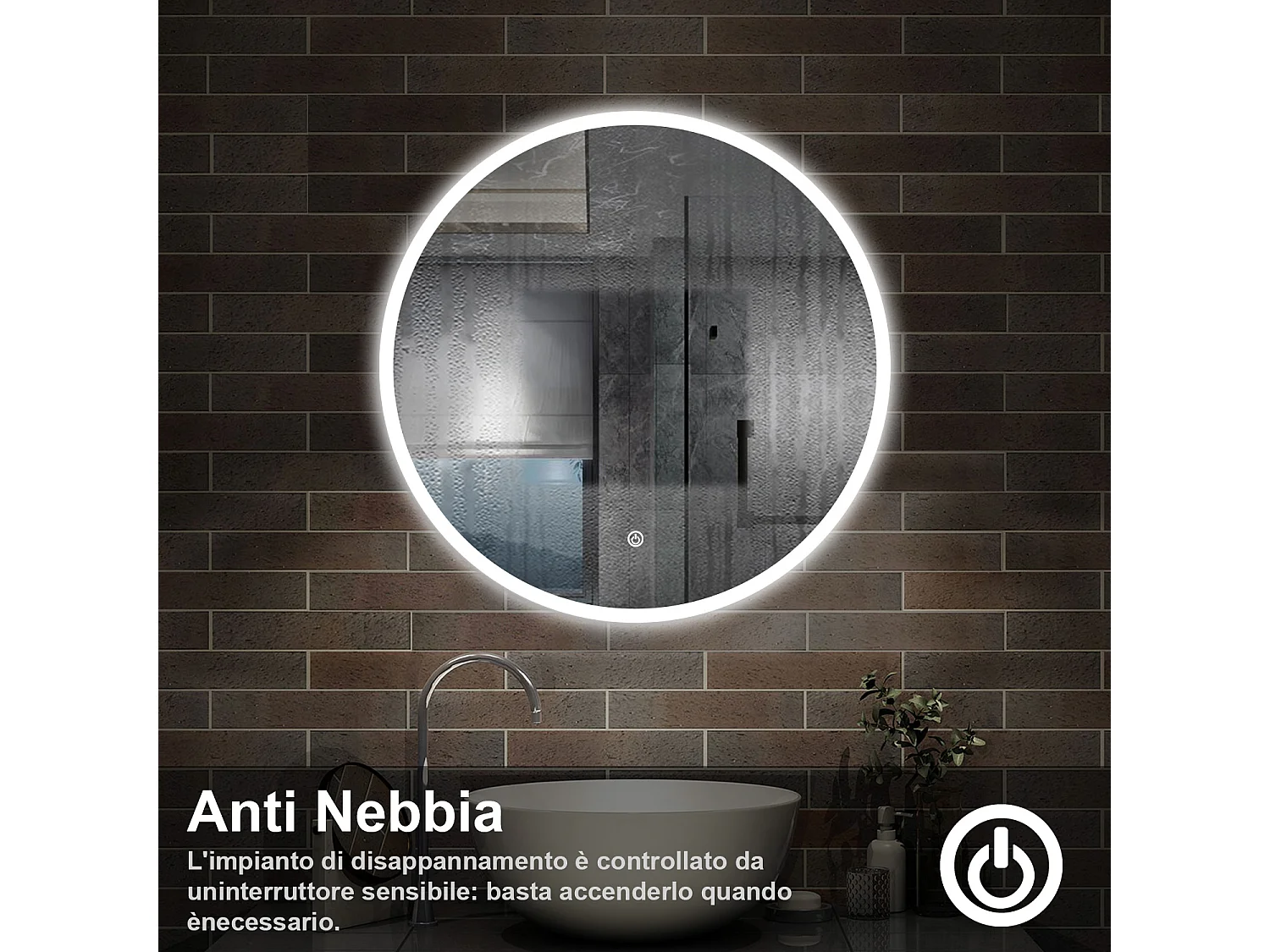 80 x 80 cm,AICA Specchio da Bagno LED con Luce, 3 Colori Regolabili,memoria, antiappannamento,CRI>90,autospegnimento
