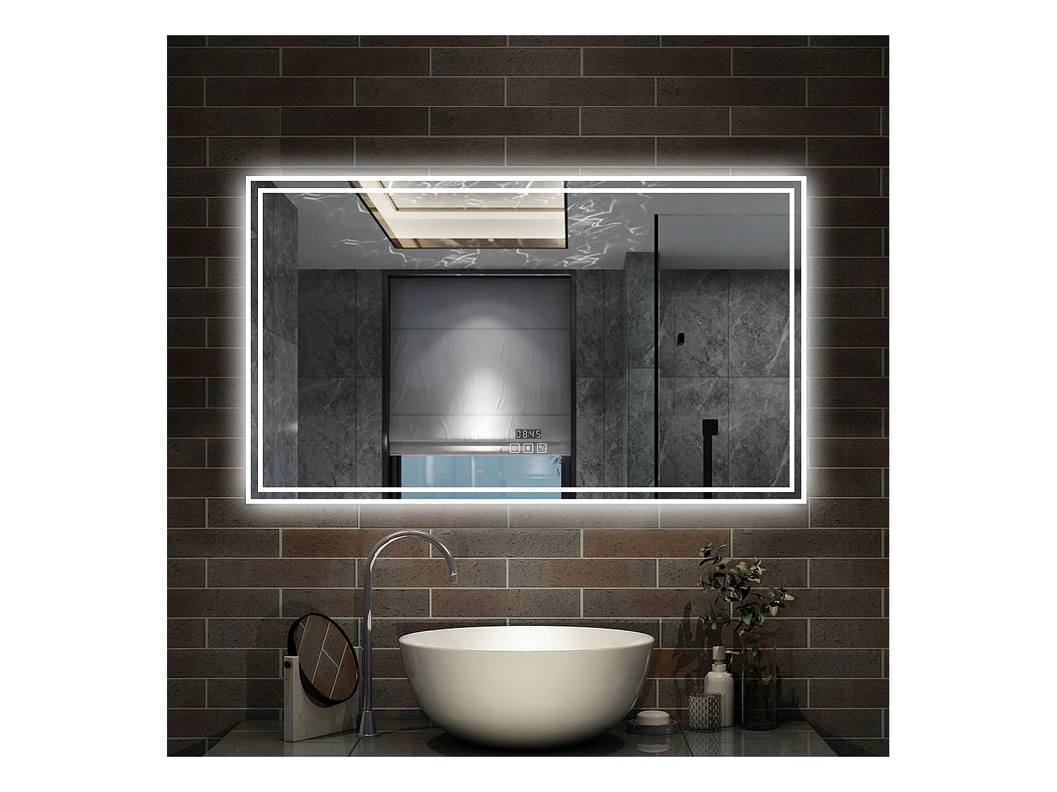 140 x 80 cm,AICA Specchio da Bagno LED con Luce, 3 Colori Regolabili,Blue tooth,orologio,memoria, antiappannamento,CRI>90,autospegnimento