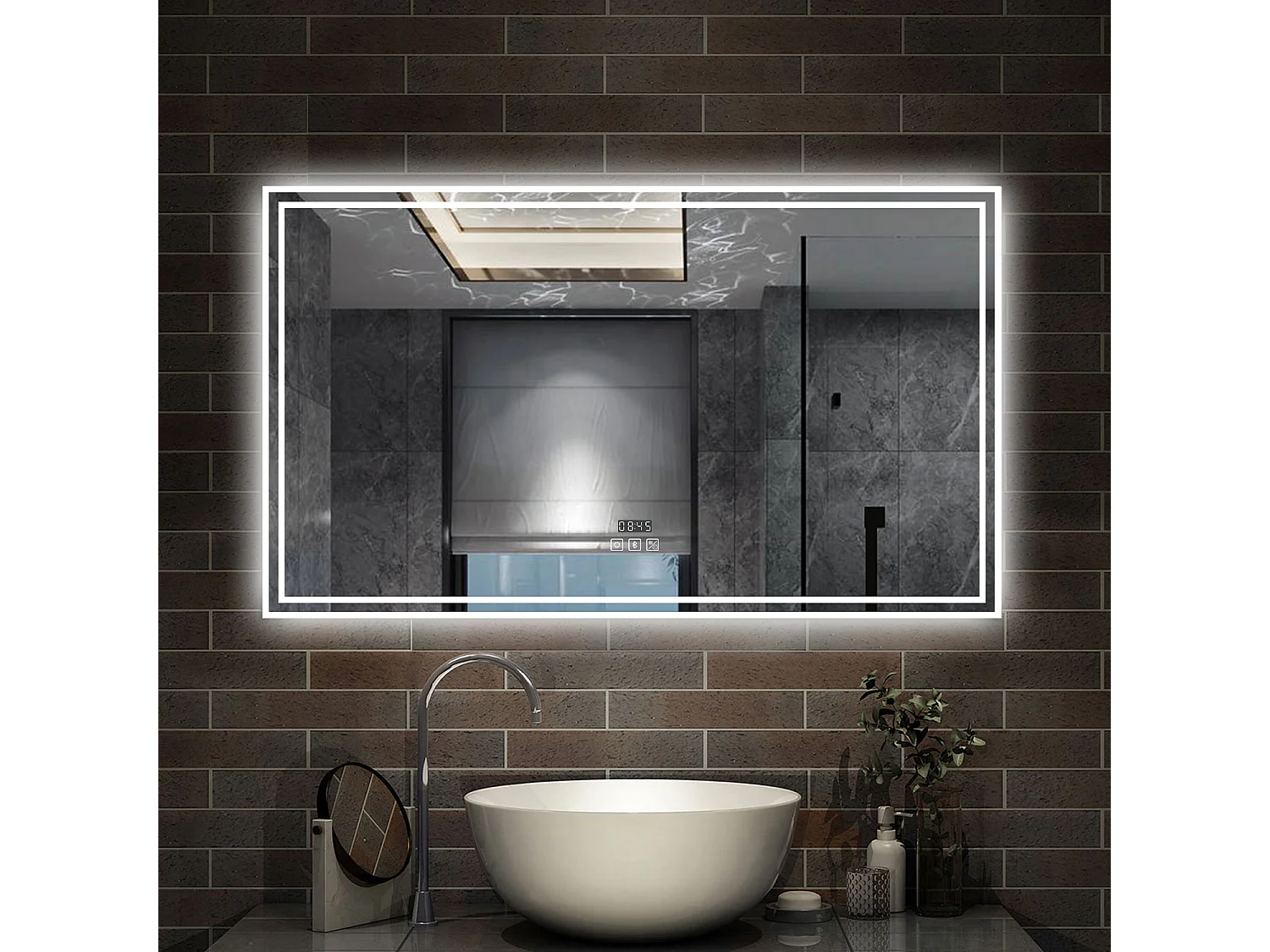 140 x 80 cm,AICA Specchio da Bagno LED con Luce, 3 Colori Regolabili,Blue tooth,orologio,memoria, antiappannamento,CRI>90,autospegnimento