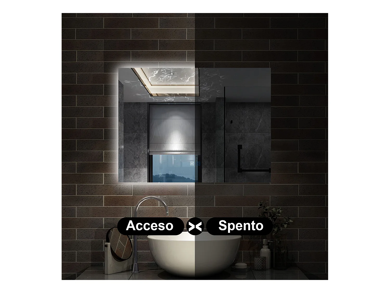 80 x 60 cm,AICA Specchio da Bagno LED con Luce, 3 Colori Regolabili,memoria, antiappannamento,CRI>90,autospegnimento