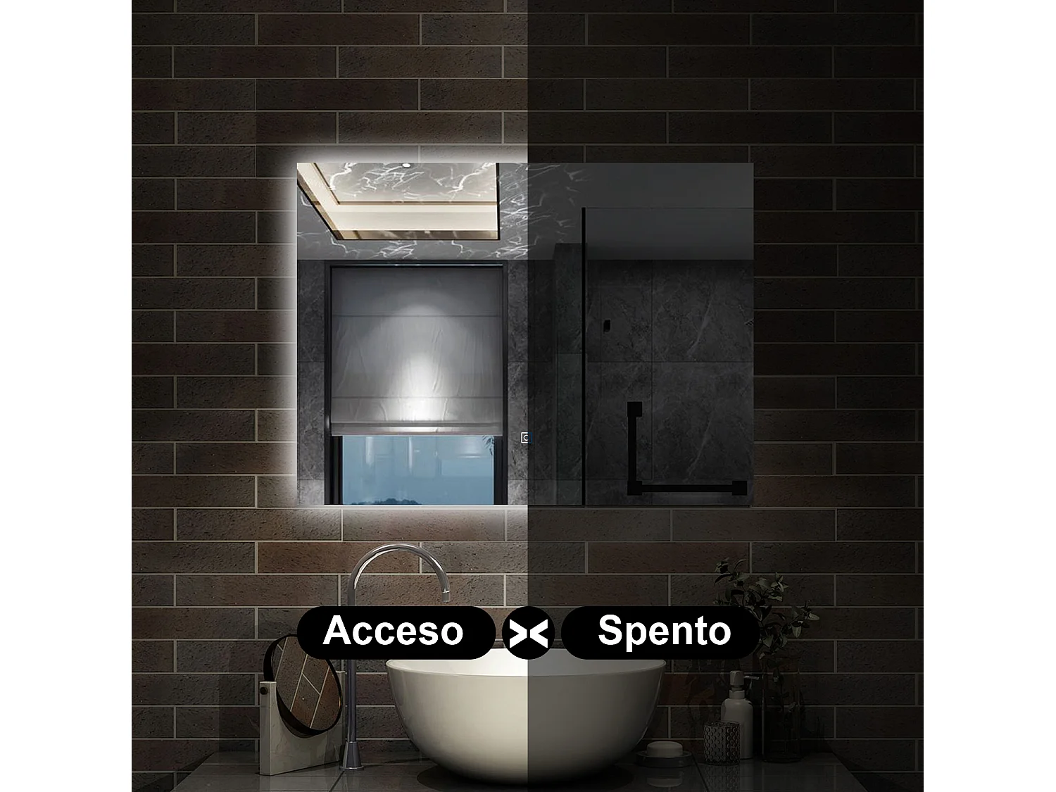 90 x 70 cm,AICA Specchio da Bagno LED con Luce, memoria, antiappannamento,CRI>90,autospegnimento,interruttore touch