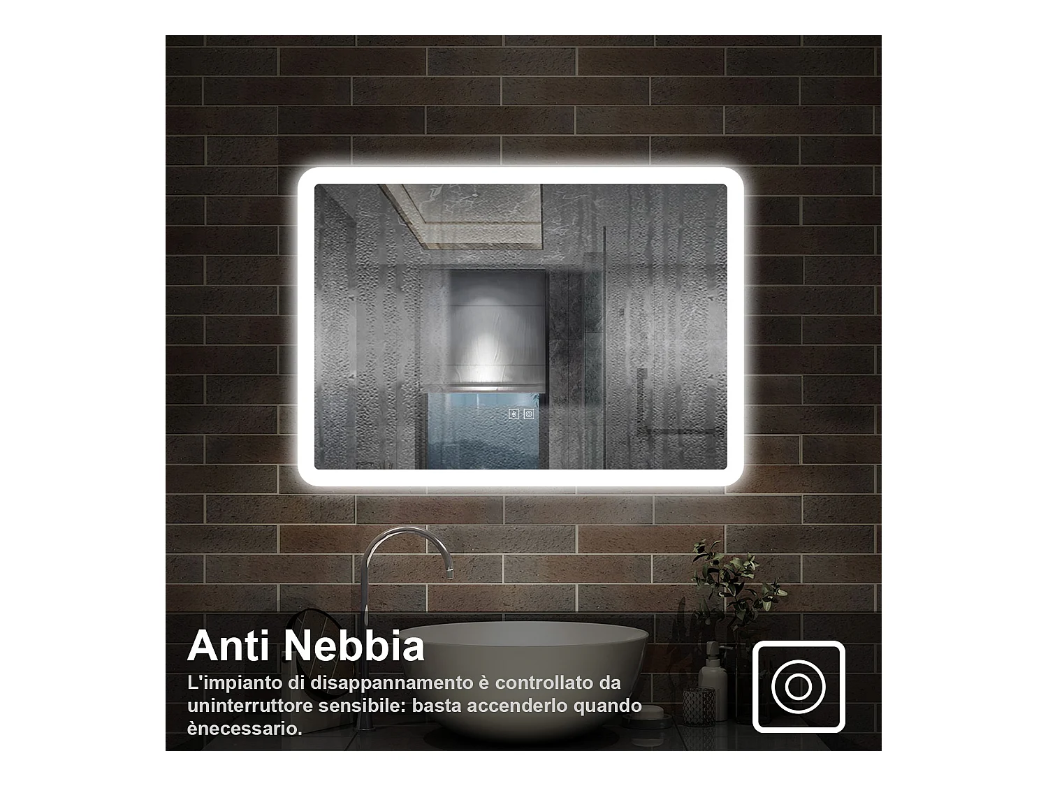 70 x 50 cm,AICA Specchio da Bagno LED con Luce, 3 Colori Regolabili,Blue tooth,memoria, antiappannamento,CRI>90,autospegnimento