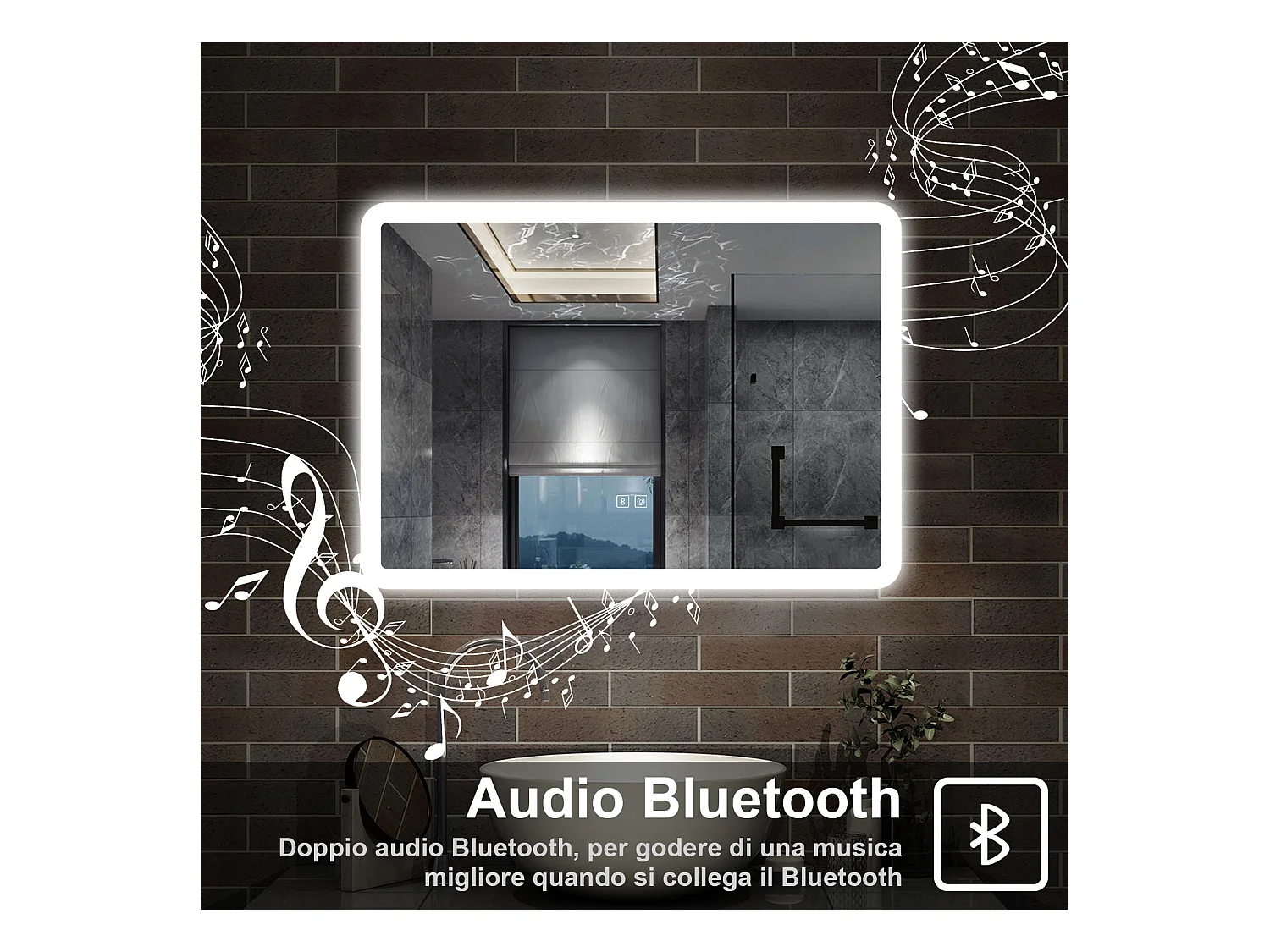 70 x 50 cm,AICA Specchio da Bagno LED con Luce, 3 Colori Regolabili,Blue tooth,memoria, antiappannamento,CRI>90,autospegnimento