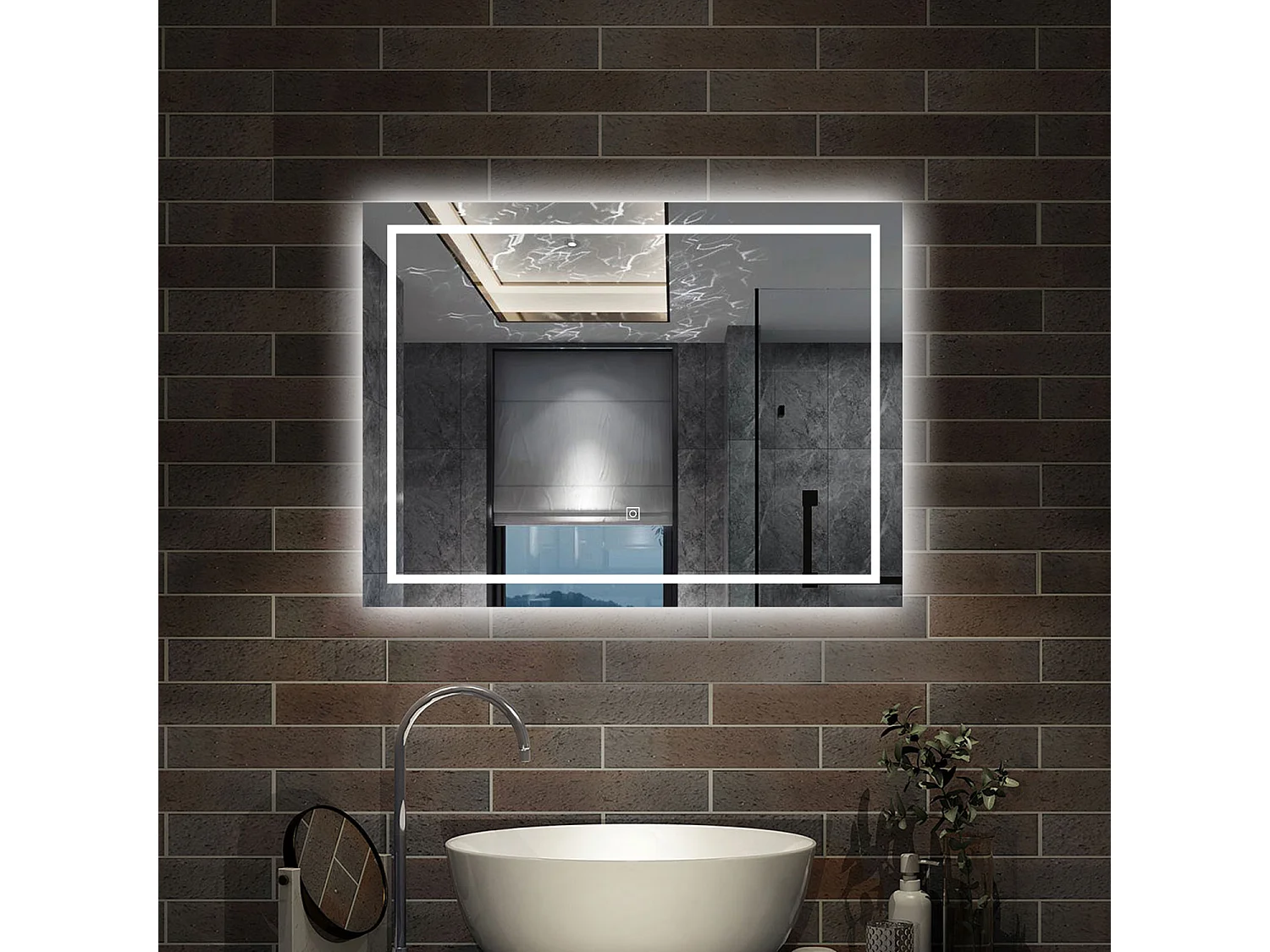80 x 60 cm,AICA Specchio da Bagno LED con Luce, memoria, antiappannamento,CRI>90,autospegnimento,interruttore touch