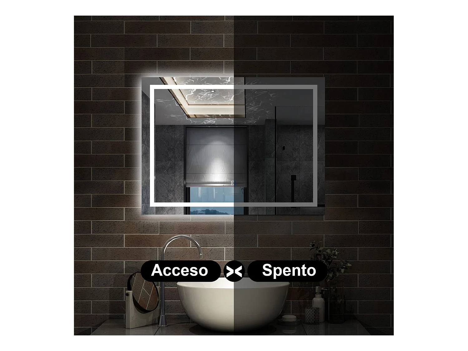 100 x 60 cm,AICA Specchio da Bagno LED con Luce, memoria, antiappannamento,CRI>90,autospegnimento,interruttore touch