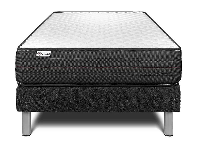 Matratzenset VITALPOWER 90 x 190 cm Bettrahmen Kit schwarz
