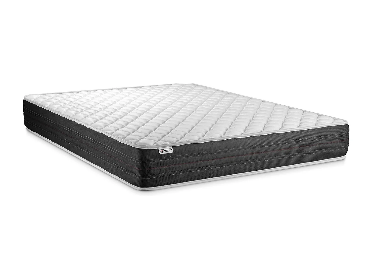 Pack lit complet - Matelas 200x200 cm + Sommier tapissier à lattes (en kit) + 2 oreillers + Couette - Vitalmemo One
