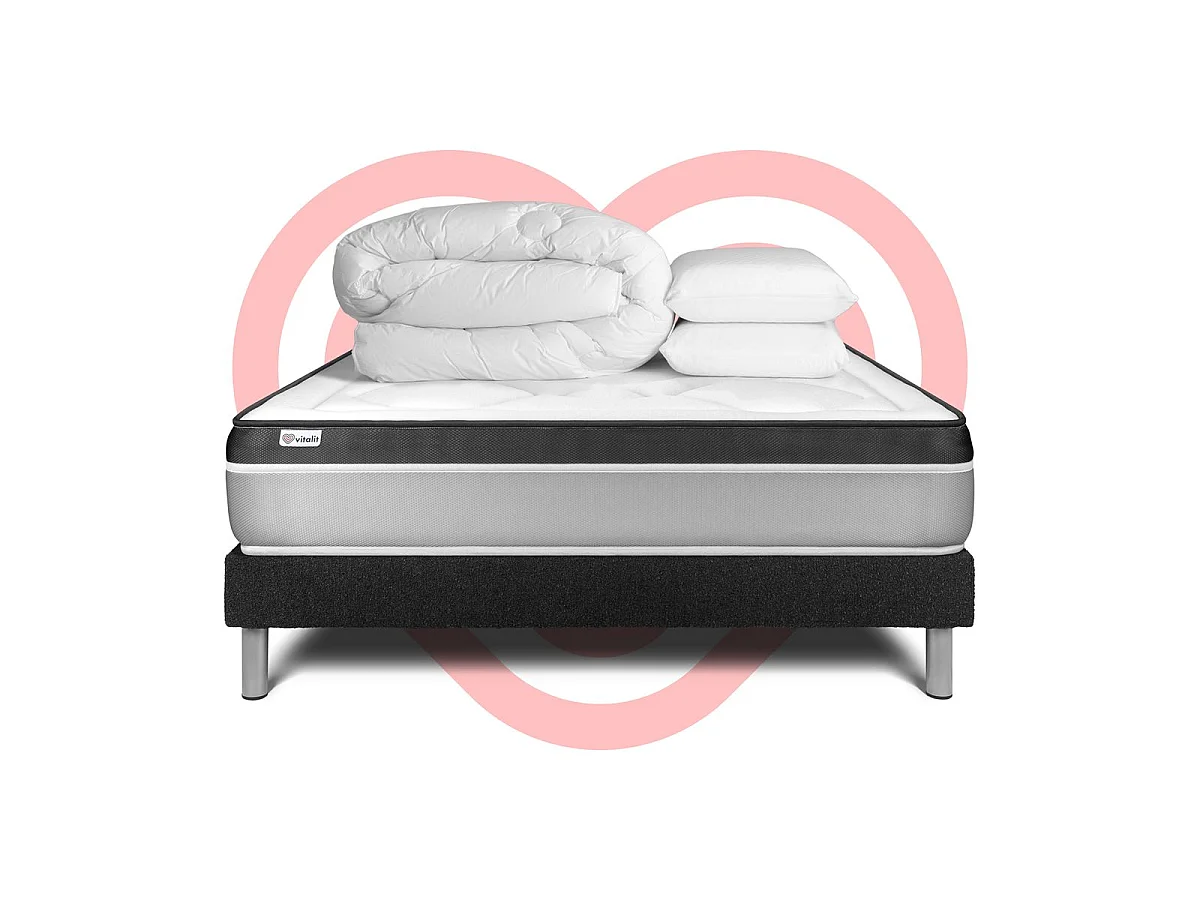 Compleet bedpakket - Matras 200x200 cm + Lattenbodem (kit) + 2 kussens + Dekbed - Vital Ergo