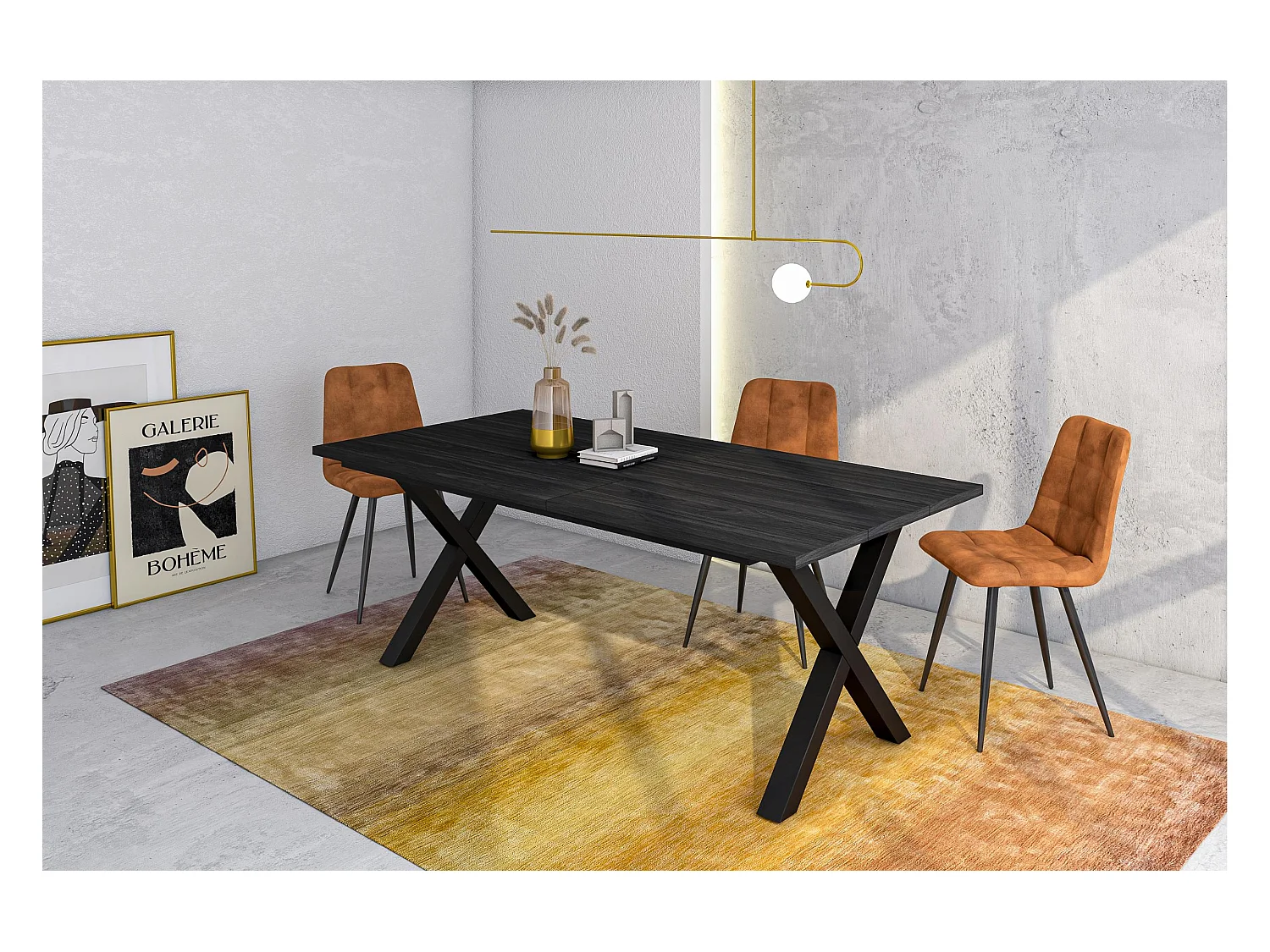 Table à manger, 194x90x74 cm, Pour 10 personnes, Meubles de Salon, Noir
