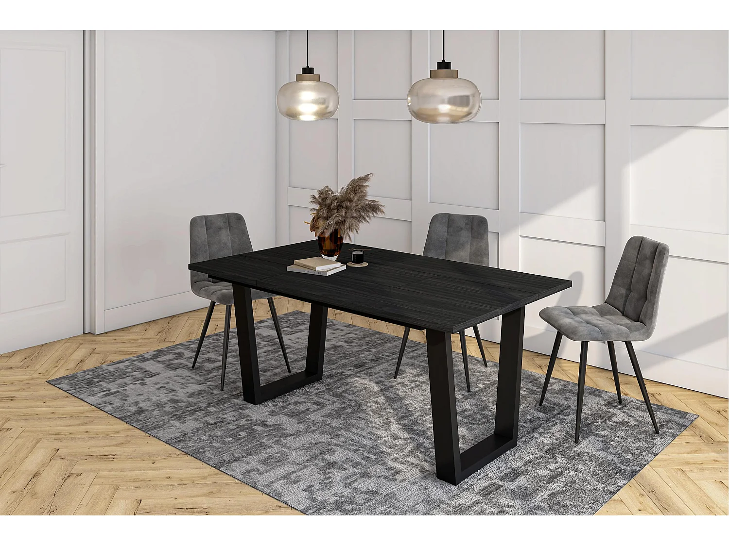 Mesa Sala de Jantar, 167x90x74cm, Para 8 pessoas, Móveis Sala Jantar, Preto