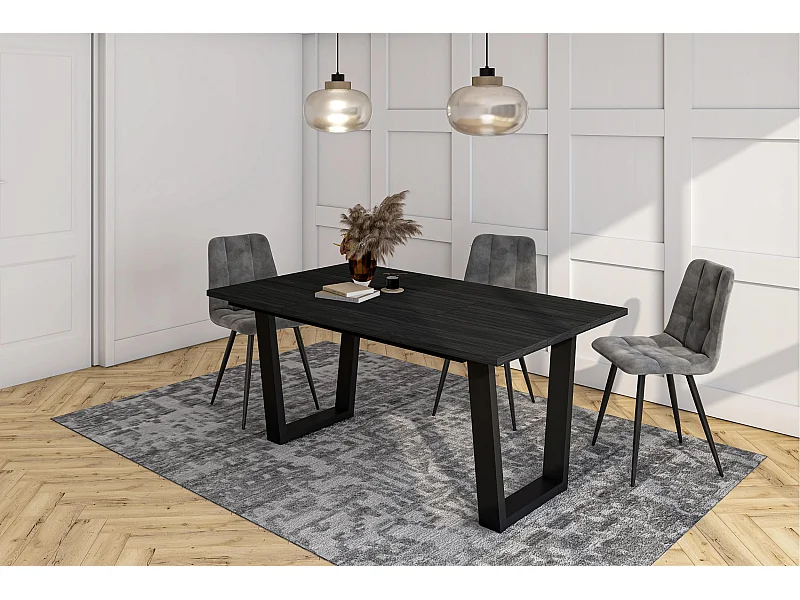 Table à manger, 167x90x74 cm, Pour 8 personnes, Meubles de Salon, Noir