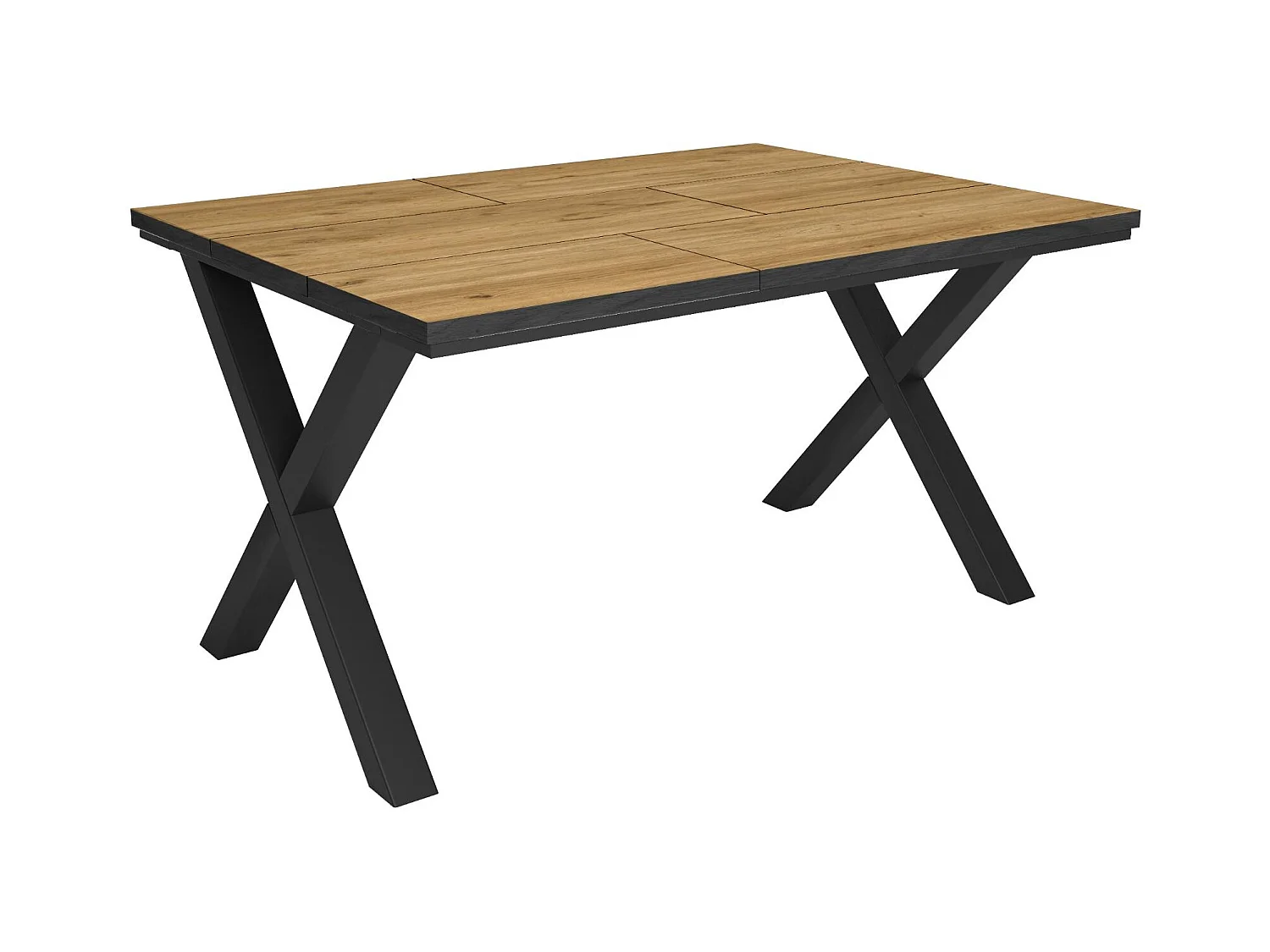 Table à manger, 140x90x74 cm, Pour 6 personnes, Meubles de Salon, Chêne et noir